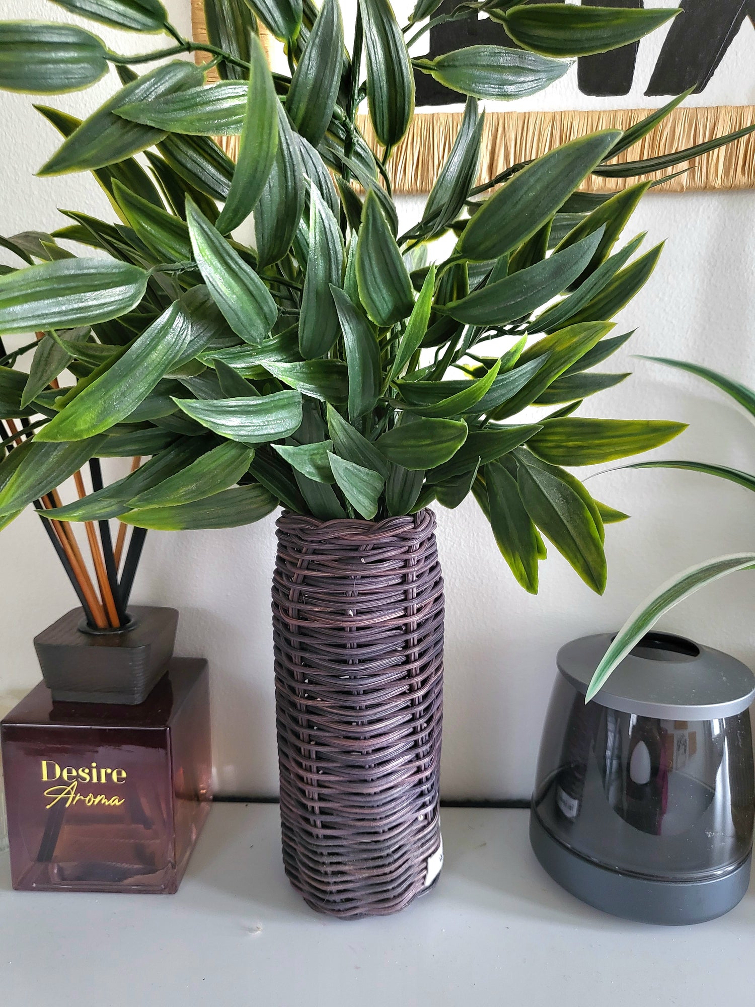 Taupe Rattan Vase