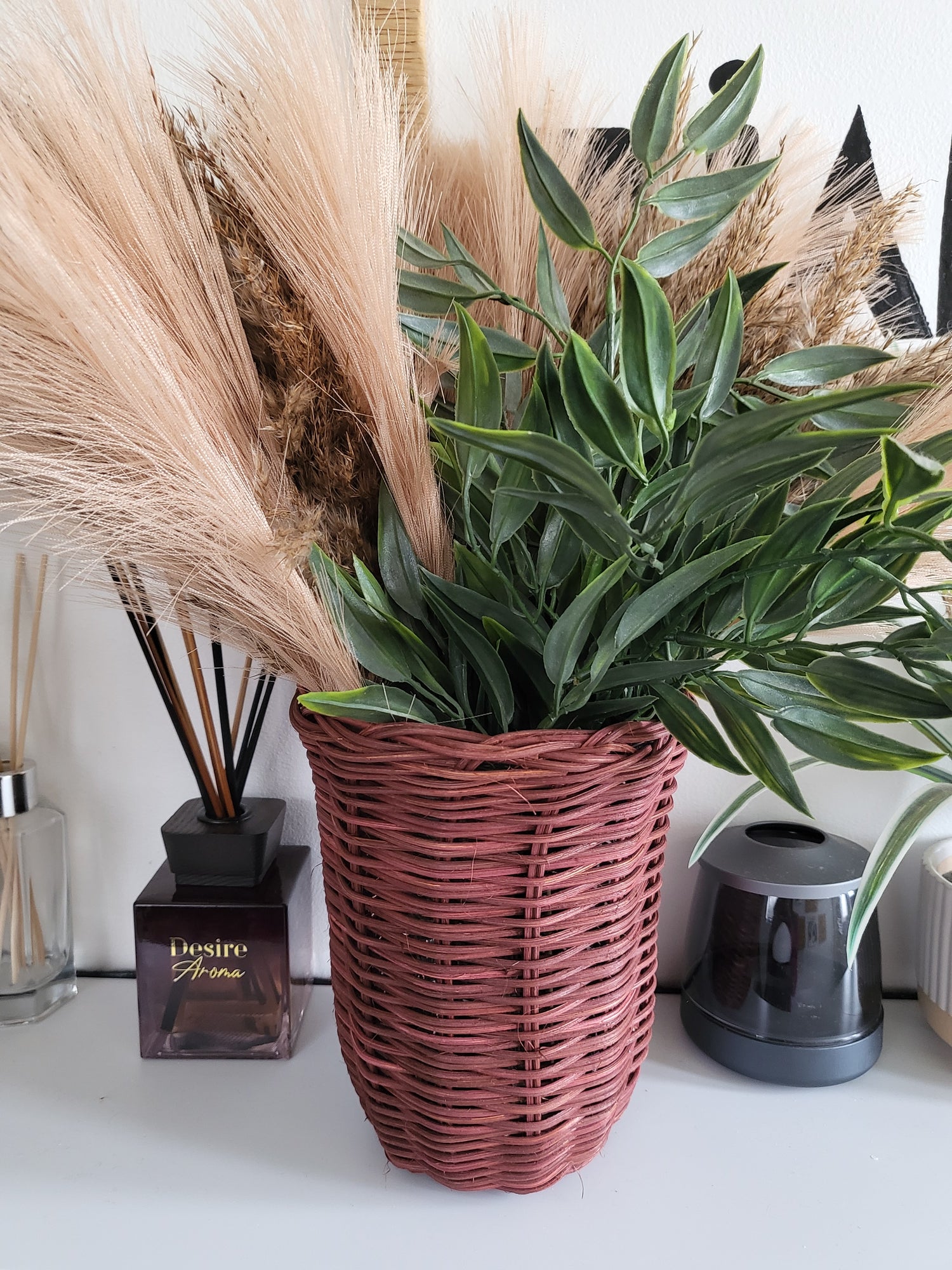 Brown Rattan Vase