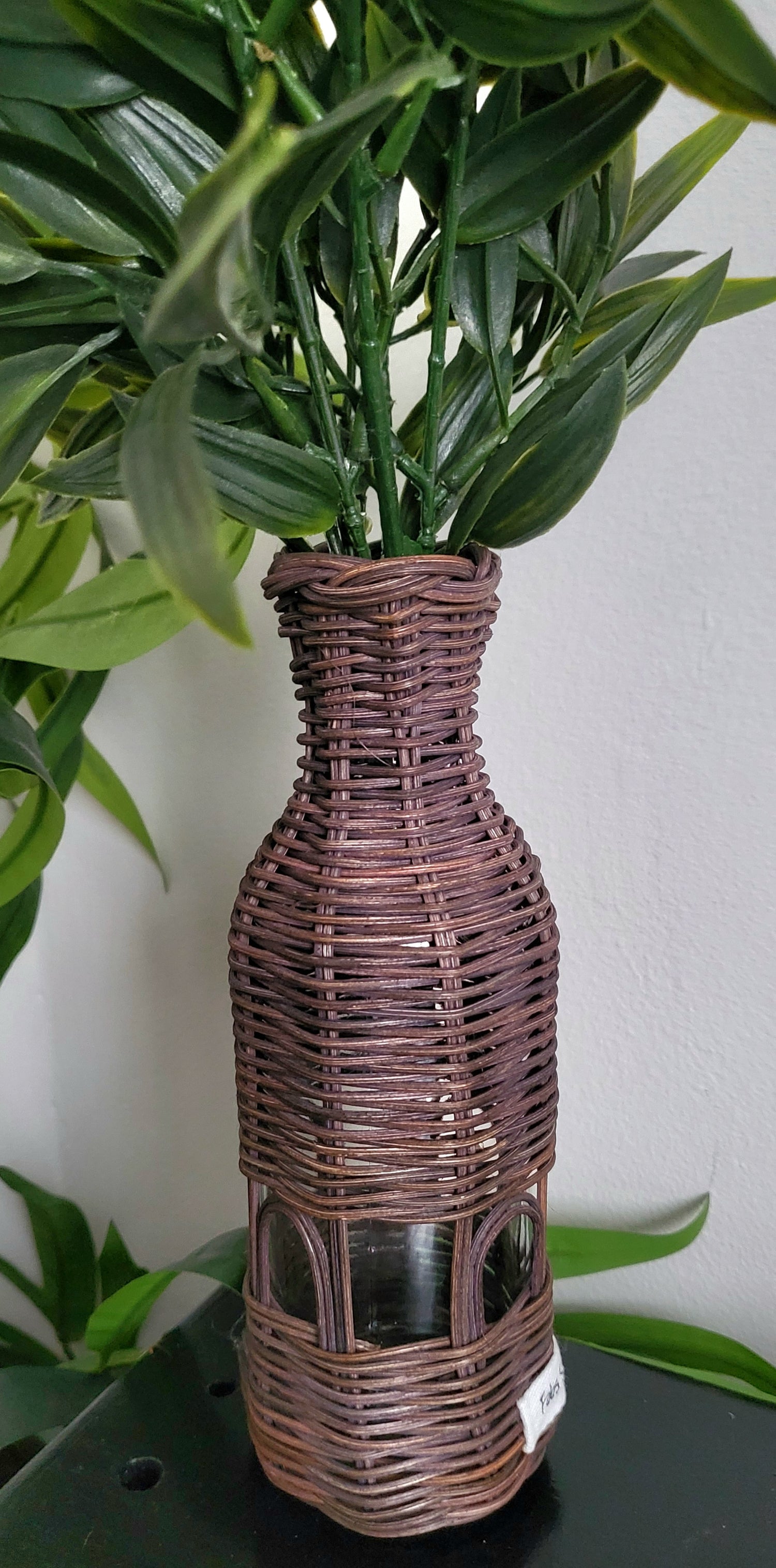 Taupe rattan vase