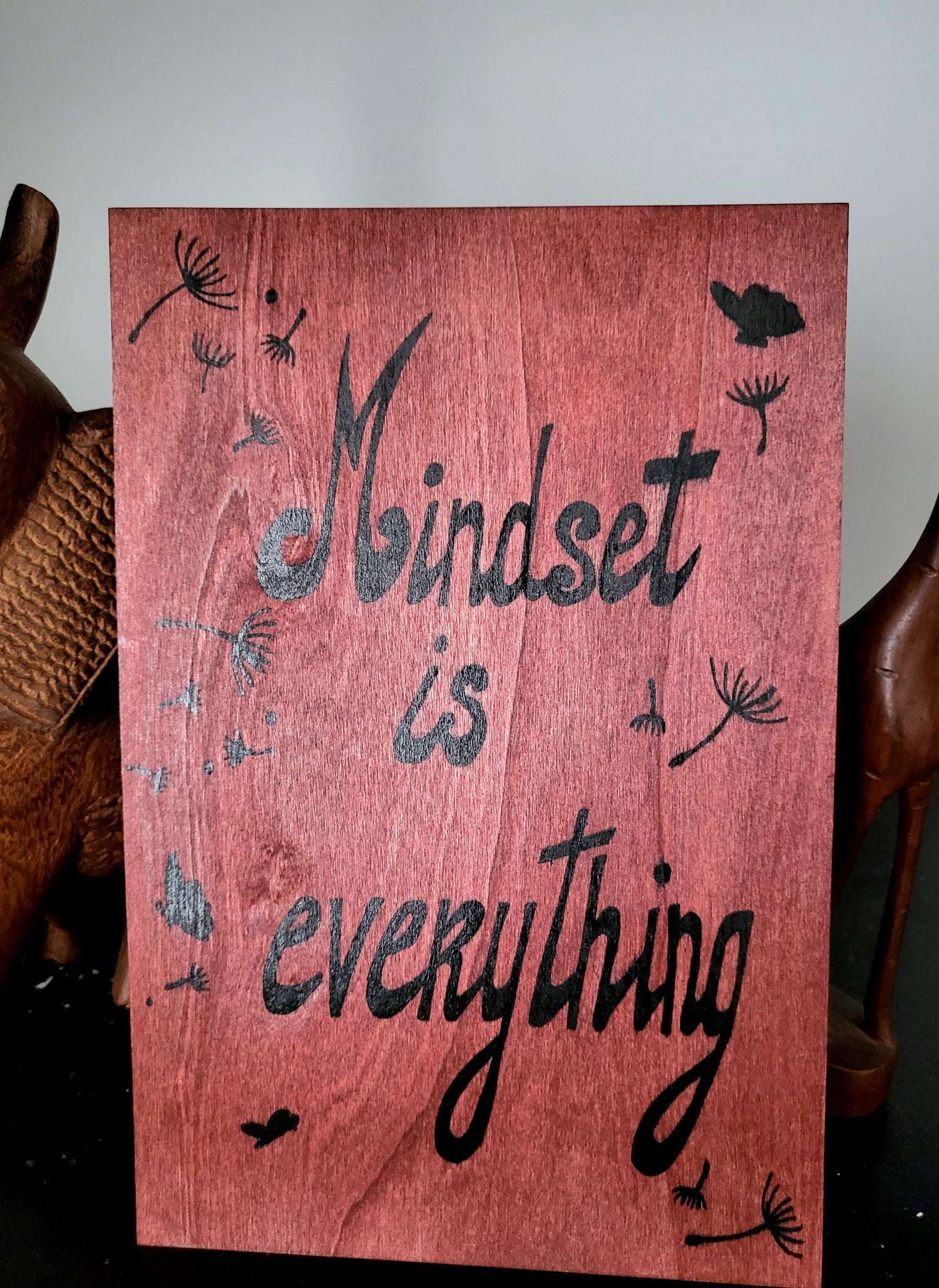 Red mahogany wood Art wall "Mindset is everything"