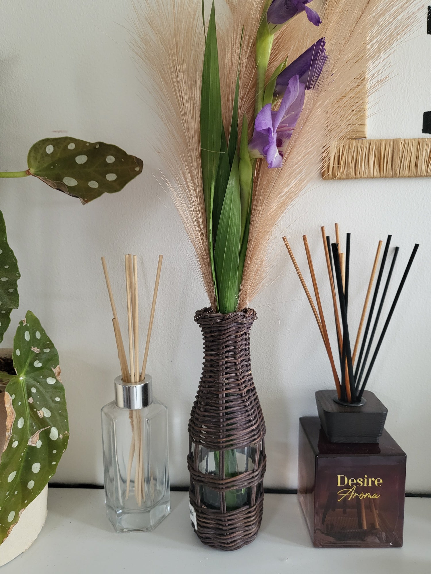 Taupe rattan vase