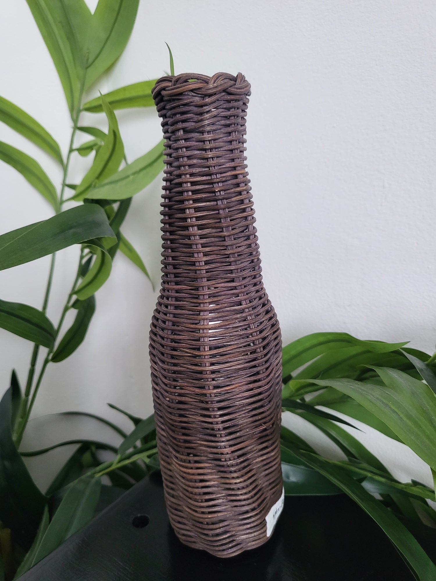 Taupe rattan vase