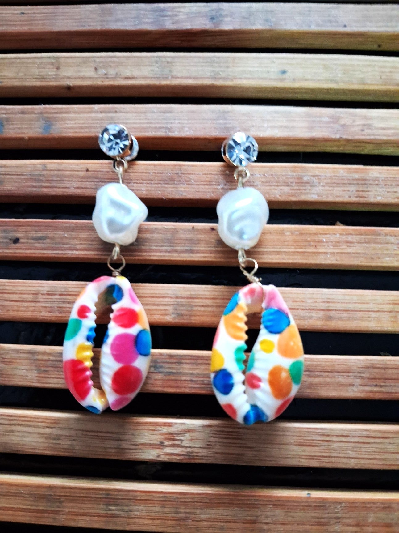 Pendant multicolour cowries shell earrings