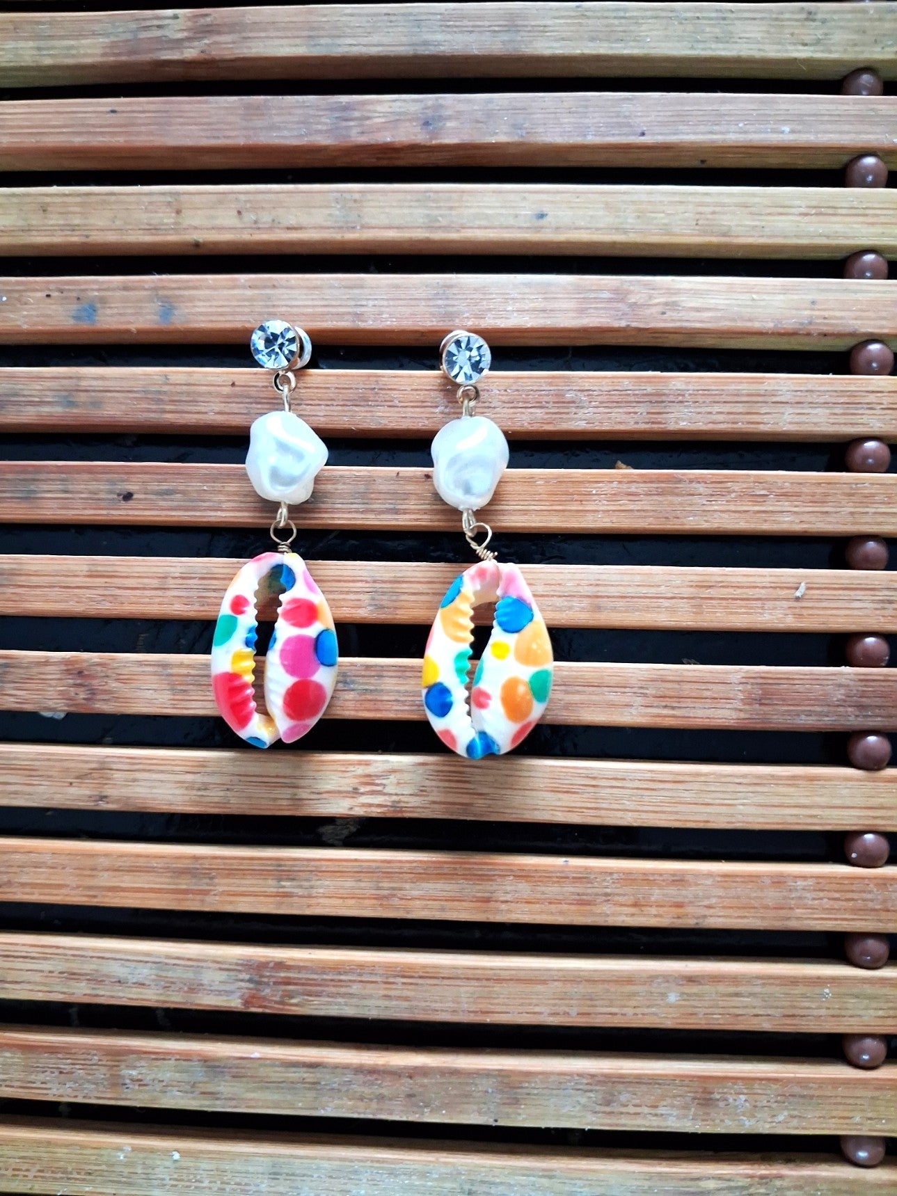 Pendant multicolour cowries shell earrings