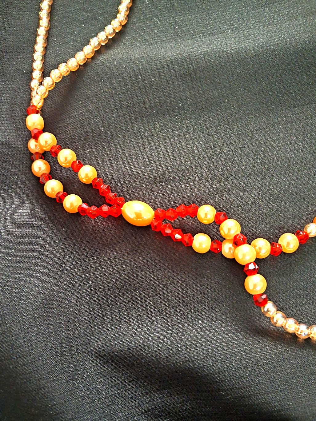 African red and light peach waist beads - Tie on glass beads