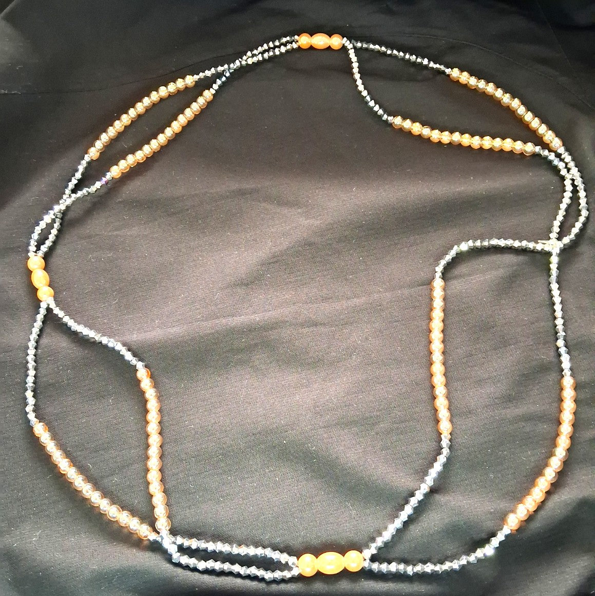 African light peach and silver waist beads - Tie on glass beads