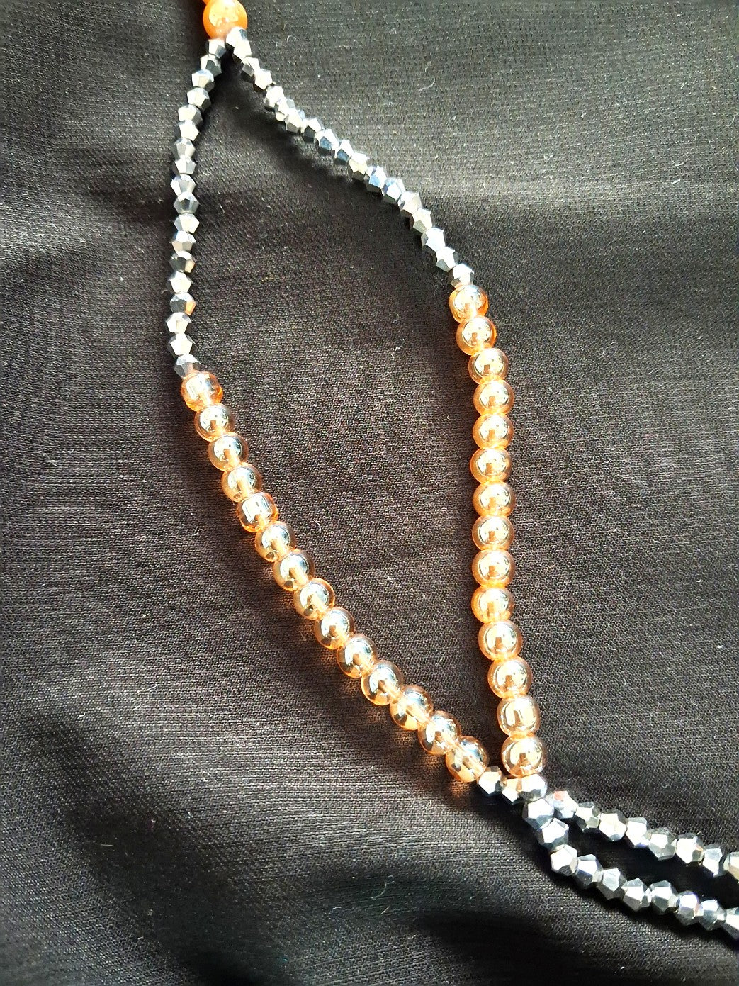 African light peach and silver waist beads - Tie on glass beads
