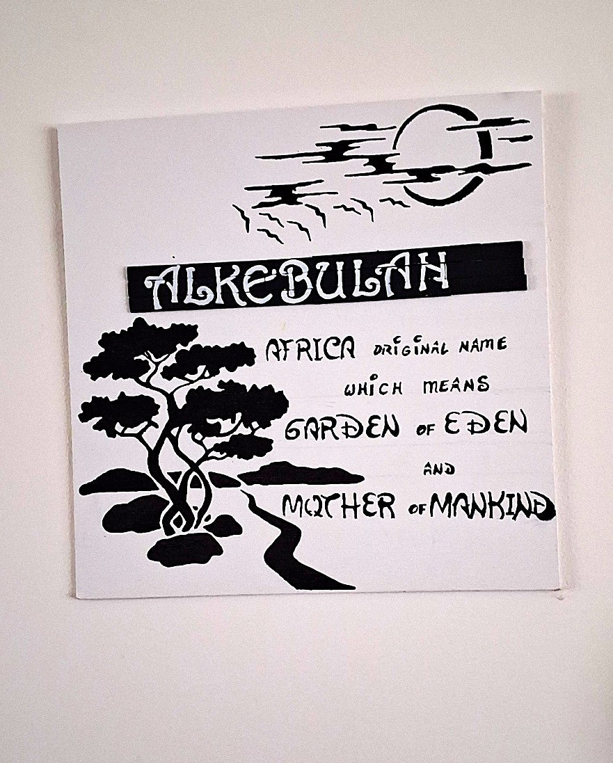 White canvas Art wall " Alkebulan, Africa original name, which means Garden of Eden and Mother of Mankind "