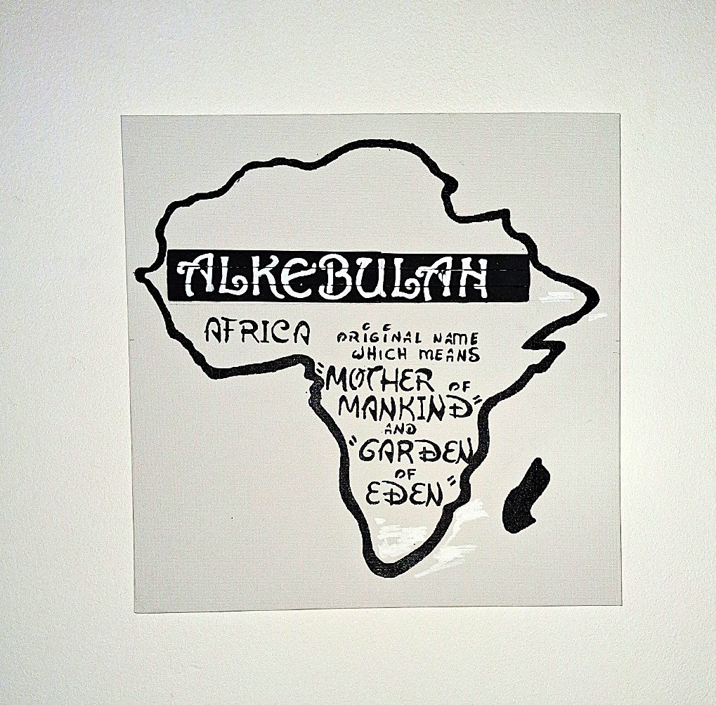 White canvas Art wall " Alkebulan, Africa original name, which means Garden of Eden and Mother of Mankind "