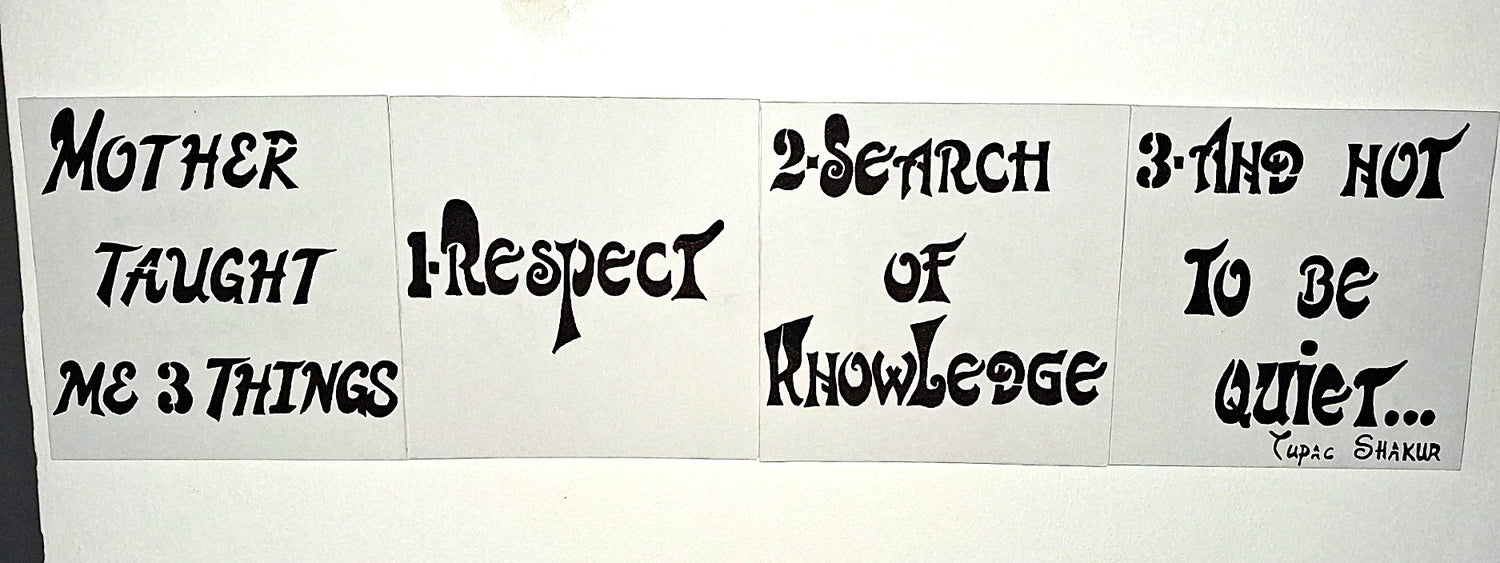 Versatile white canvas Art wall " Mother taught me 3 things : Respect, search of knowledge, and not to be quiet..." - Set of 4 canvas